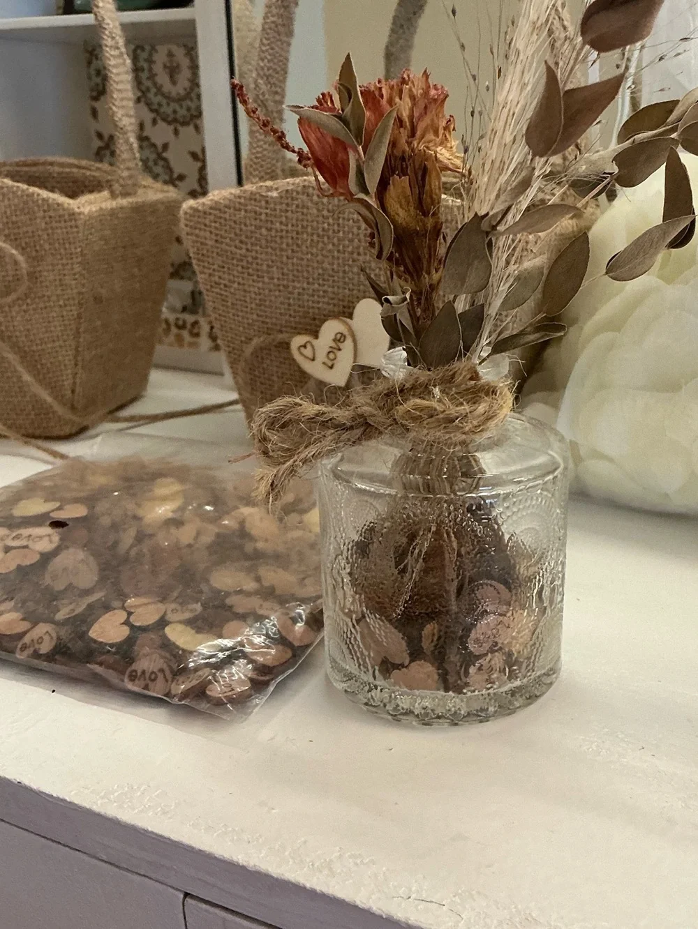 Wooden Heart Love Accent Pieces - Natural Brown